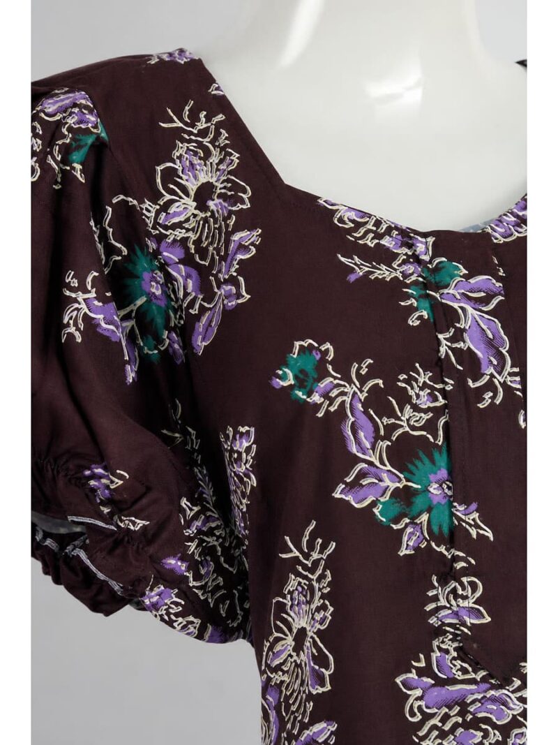 Women's Cotton Zip Frock Nighty - Burgundy