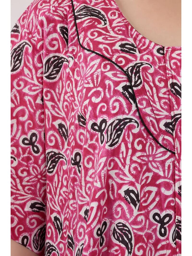 Women’s Cotton Plus-Size Zip Nighty - Pink