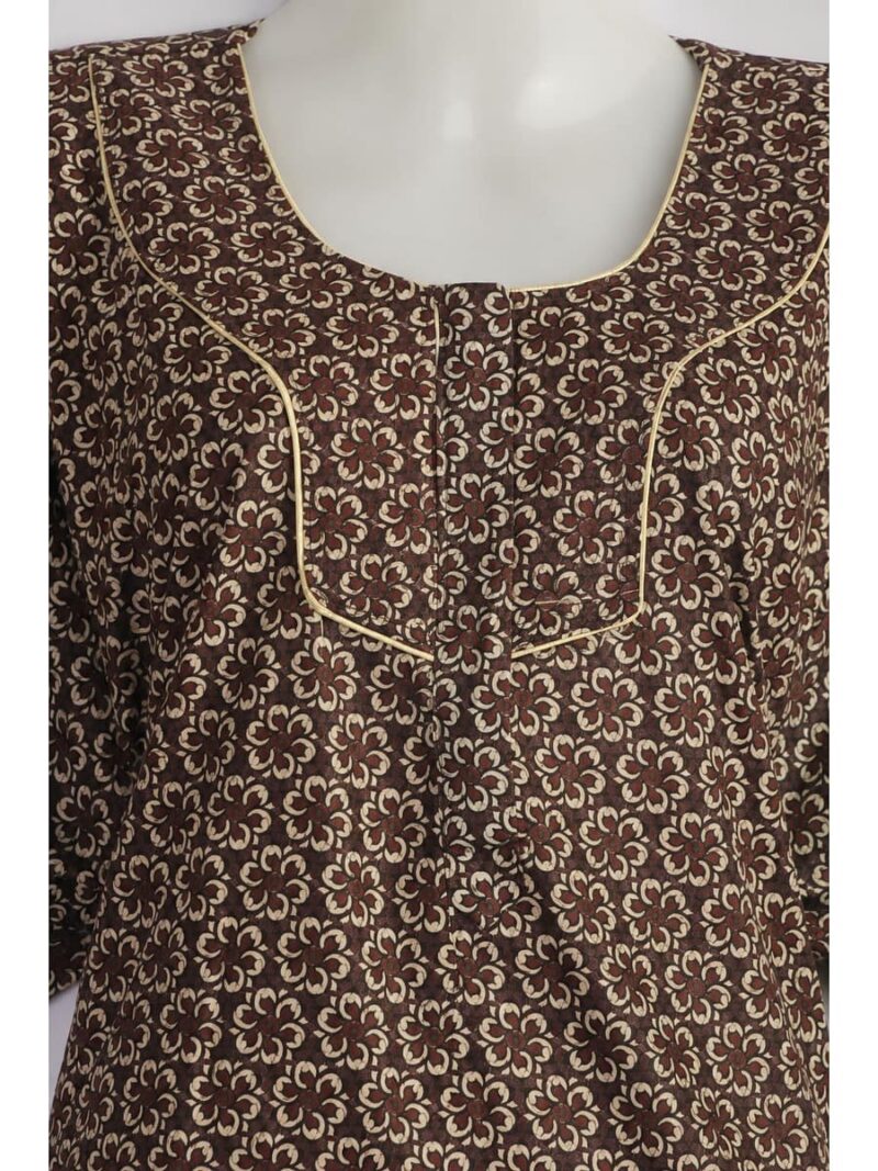 Women’s Cotton Plus-Size Zip Nighty - Brown