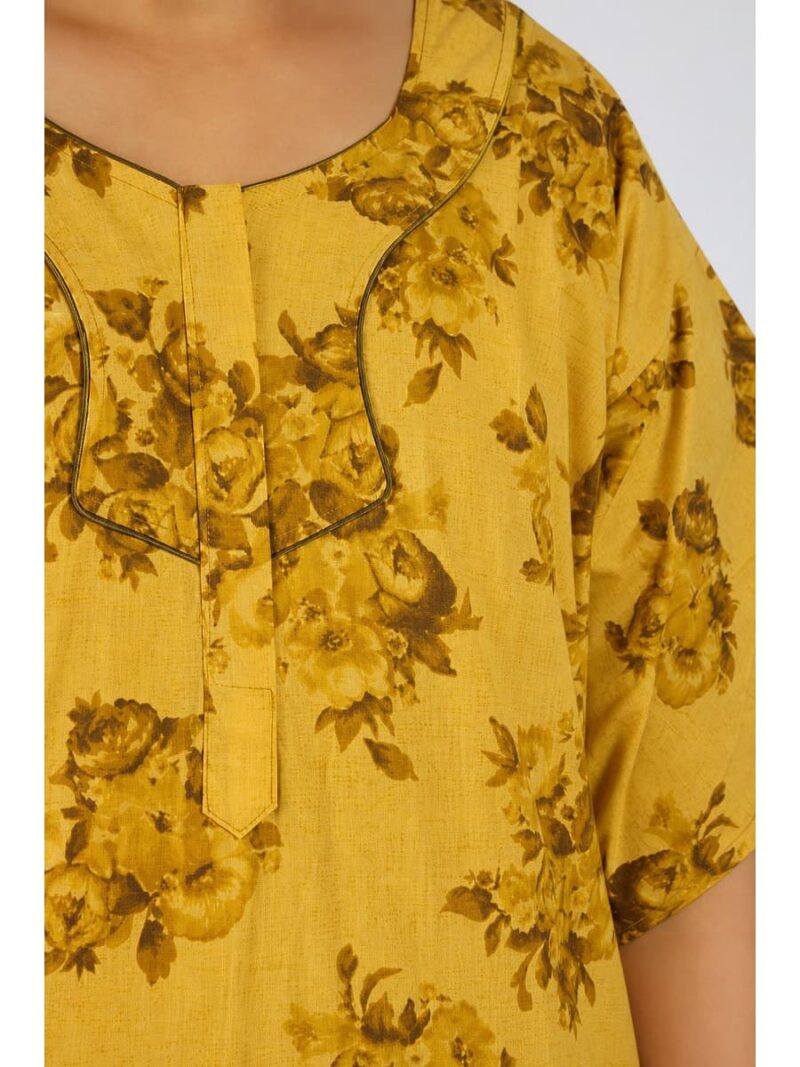 Women’s Cotton Plus-Size Zip Nighty - Yellow