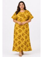 W-NY-483-12-YL-4XL_front Women’s Cotton Plus-Size Zip Nighty - Yellow