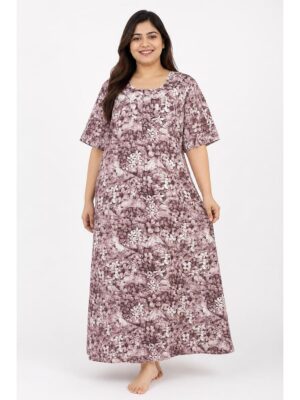Women’s Cotton Plus-Size Zip Nighty - Dust Pink