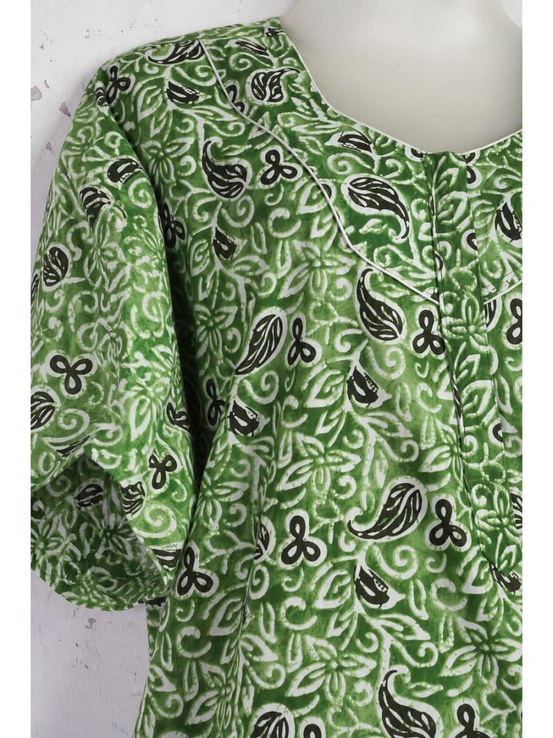 Women’s Cotton Plus-Size Zip Nighty - Mint Green