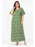 W-NY-483-17-MG-4XL_front Women’s Cotton Plus-Size Zip Nighty - Mint Green