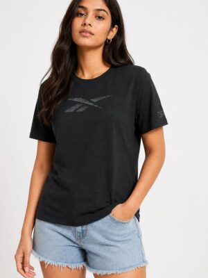 Women's Cotton Regular Crew Neck T-Shirt - Black