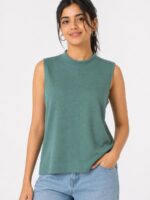 W-TS-469-01-GR-XL_front Women's Cotton Sleeveless T-Shirt - Green
