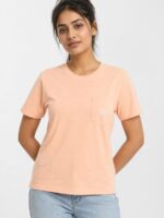 W-TS-472-01-PC-XL_front Women's Cotton Pocket T-Shirt - Peach