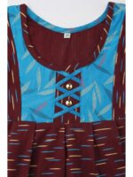 Girls Cotton Frock Nighty - Maroon & Blue