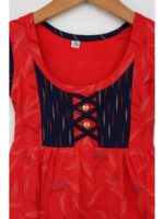 K-NY-499-09-RBY-3-4Y-b. Girls Cotton Frock Nighty - Raspberry & Navy Blue