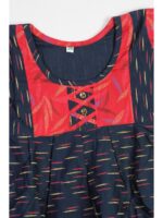 K-NY-499-10-NB-3-4Y-f_detail Girls Cotton Frock Nighty - Navy Blue & Raspberry