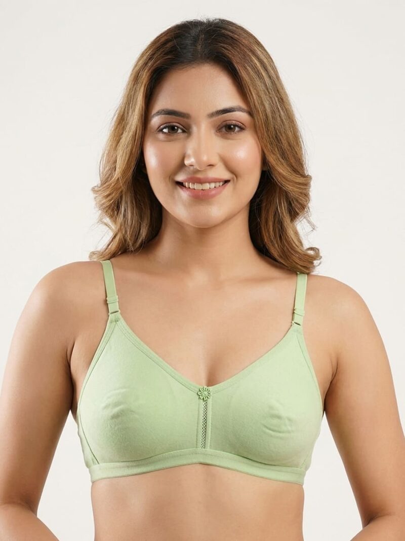 W-BR-556-04-MG-L_front Women's Cotton Non-Padded Bra – Mint Green