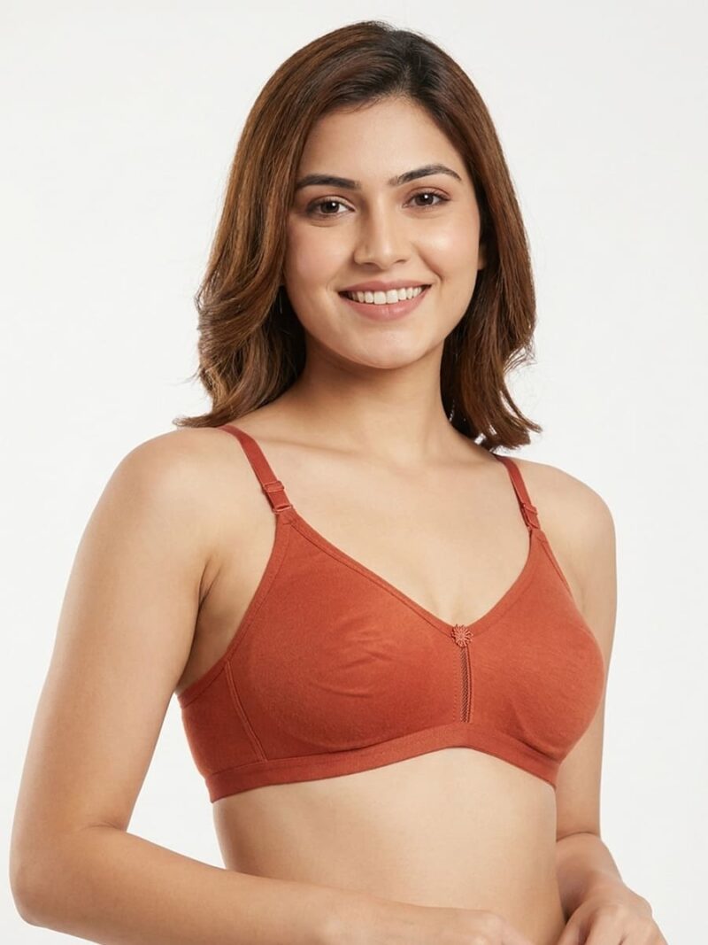 W-BR-556-05-OR-L_front Women's Cotton Non-Padded Bra – Orange