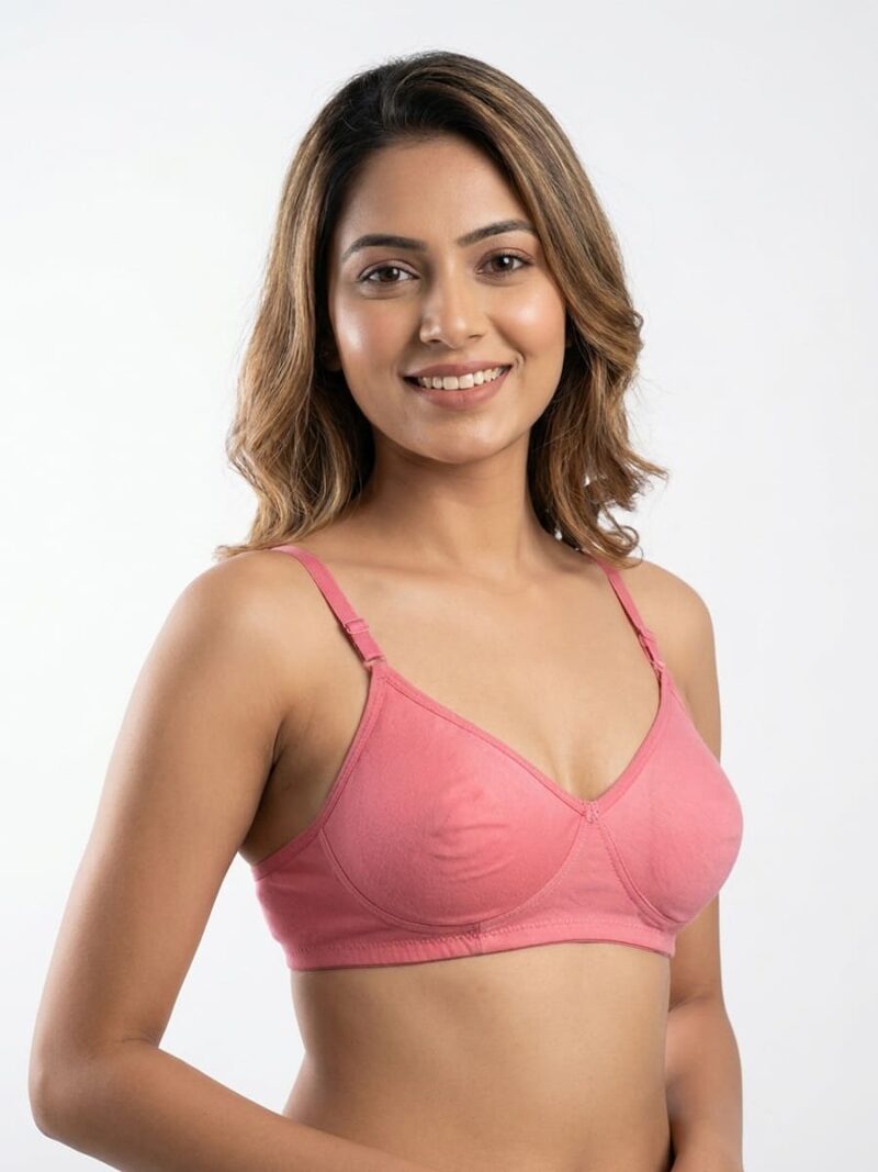 W-BR-558-02-PK-M_front Women's Cotton Non-Padded Bra – Pink
