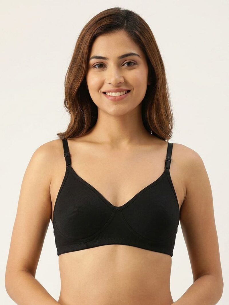 W-BR-558-05-BK-M_front Women's Cotton Non-Padded Bra – Black
