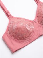 W-BR-559-02-PK-M_detail Women's Cotton Non-Padded Lace Bra, Pink