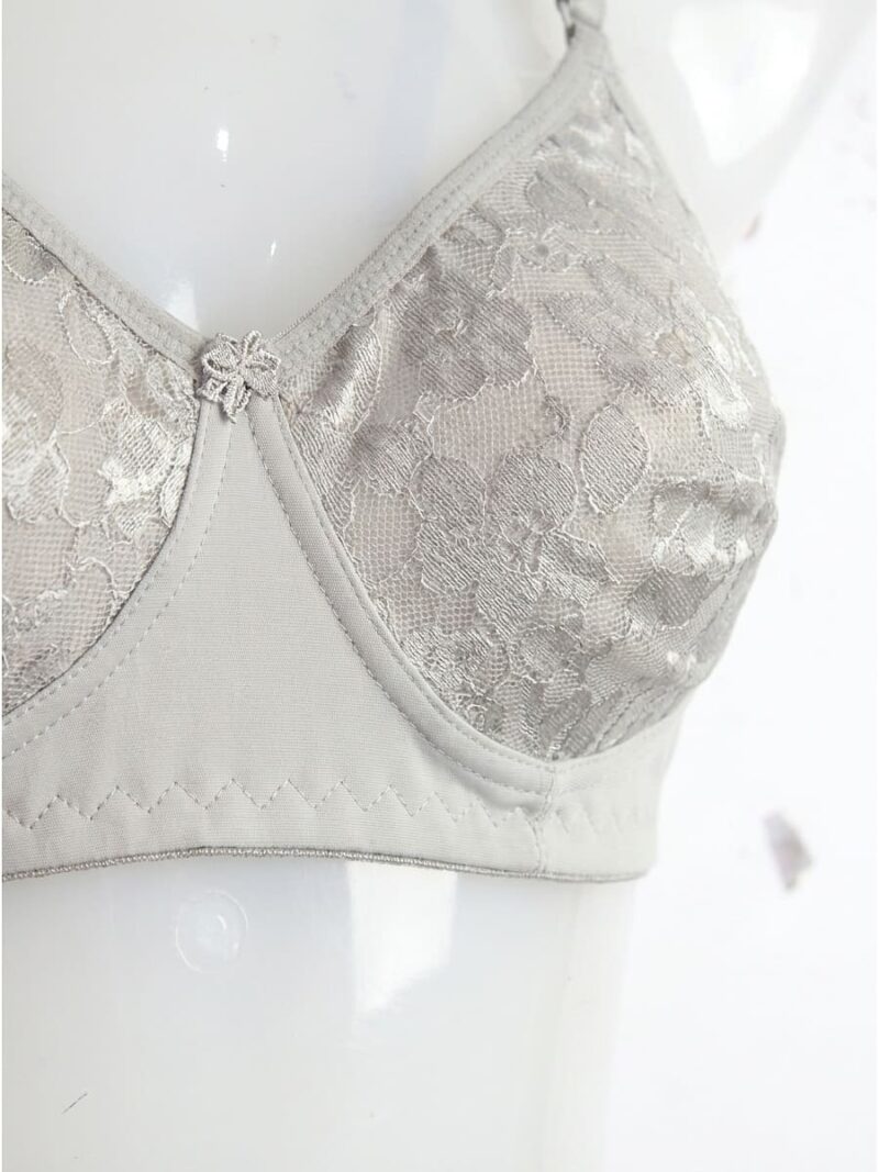 Women's Cotton Non-Padded Lace Bra,Grey