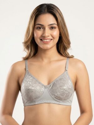 Women's Cotton Non-Padded Lace Bra,Grey