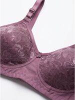 W-BR-559-06-PL-M-F_detail Women's Cotton Non-Padded Lace Bra, Plum