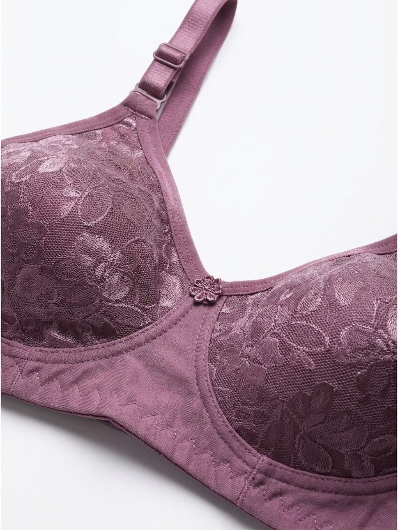 Women's Cotton Non-Padded Lace Bra, Plum