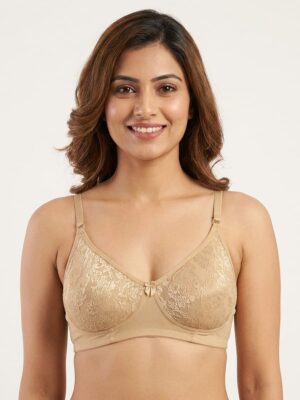 Women's Cotton Non-Padded Lace Bra, Cream