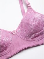 W-BR-560-03-PK-L_detail Women's Cotton Non-Padded Lace Bra, Pink