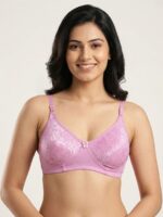 W-BR-560-03-PK-L_front Women's Cotton Non-Padded Lace Bra, Pink