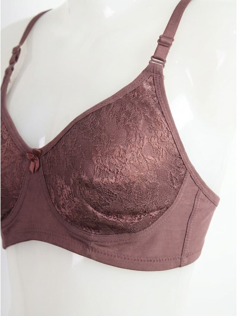 Women's Cotton Non-Padded Lace Bra, Brown