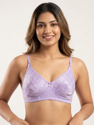 Women's Cotton Non-Padded Lace Bra, Mauve