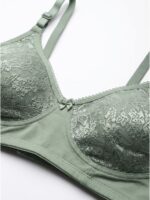 Women's Cotton Non-Padded Lace Bra, Seafoam Green