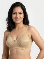 W-BR-563-03-CRM-XL_front Women's Cotton Non-Padded Lace Bra, Cream
