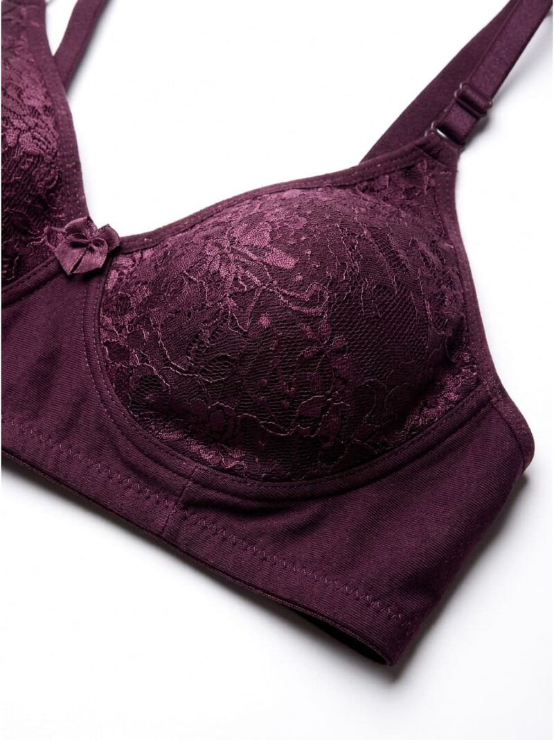 Women's Cotton Non-Padded Lace Bra, Purple