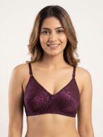 W-BR-563-04-PP-XL-f_front Women's Cotton Non-Padded Lace Bra, Purple