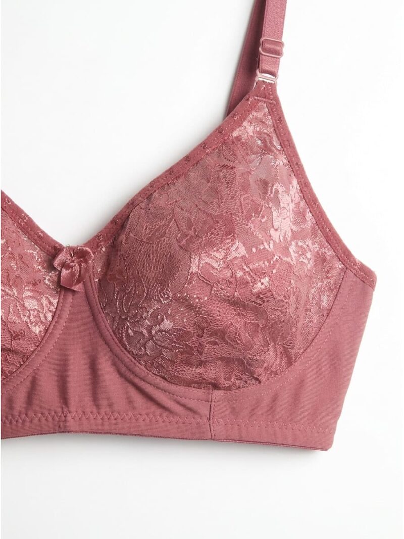 Women's Cotton Non-Padded Lace Bra, Dust Pink