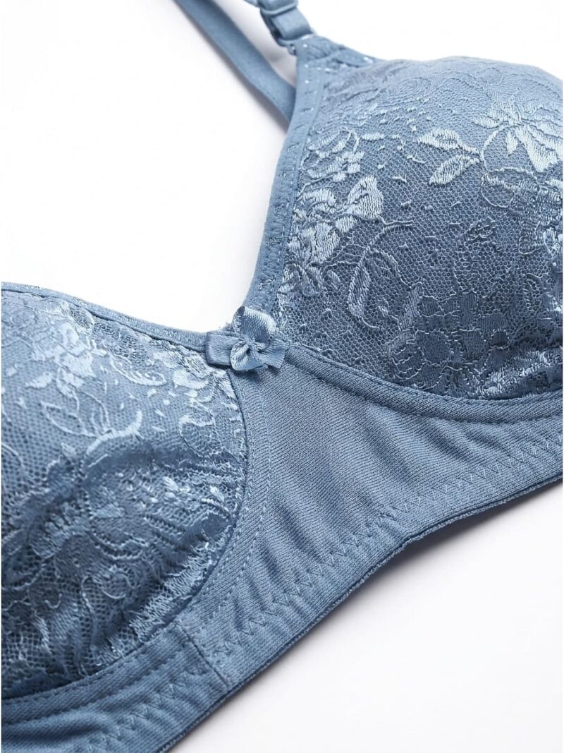 Women's Cotton Non-Padded Lace Bra, Dust Pink