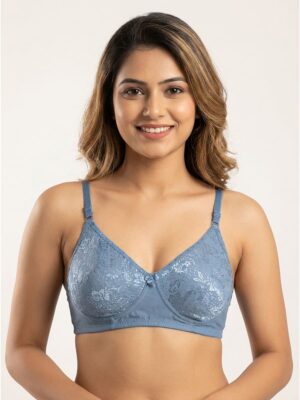 Women's Cotton Non-Padded Lace Bra, Dust Pink