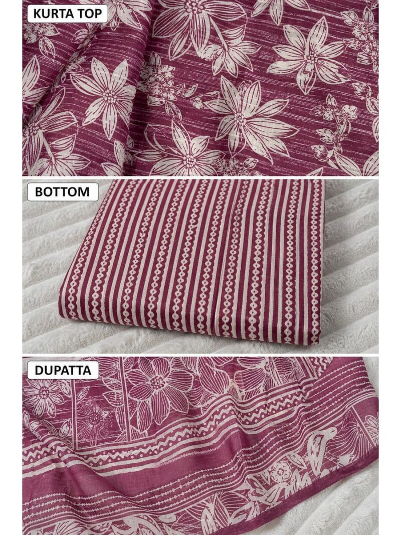 Women's Soft Cotton Unstitched Dress Material - Plum