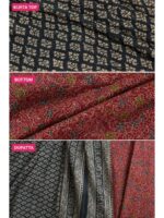 W-DM-484-05-GY-RD-b. Women's Soft Cotton Unstitched Dress Material - Grey & Red
