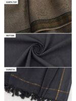 W-DM-484-06-TN-BK-b. Women's Cotton Unstitched Dress Material - Tan & Black