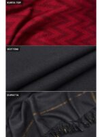 W-DM-484-07-RD-BK-b. Women's Cotton Unstitched Dress Material - Red & Black