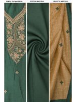 W-DM-492-01-GR-b. Women's Cotton embroidery stone work Unstitched Dress Material