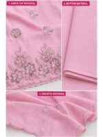 W-DM-494-01-PK-b. Women's Cotton Aari embroidery work Unstitched Dress Material - Pink