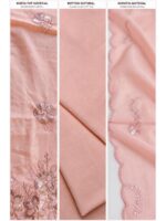 W-DM-494-02-PC-b. Women's Cotton Unstitched Dress Material, Aari work - Peach