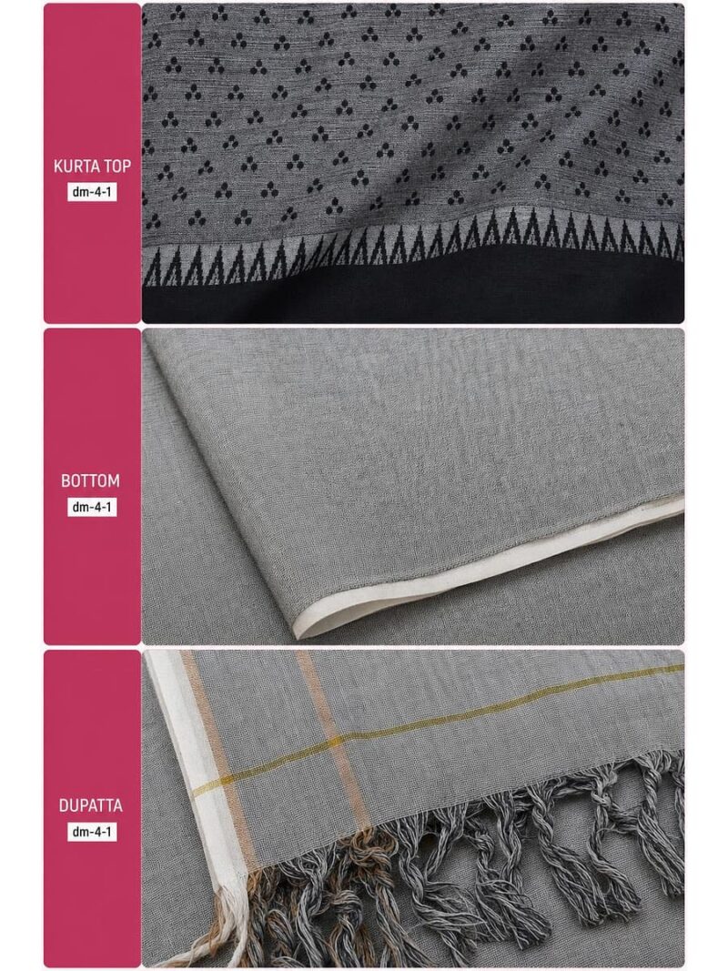 Women's Cotton Unstitched Dress Material - Grey