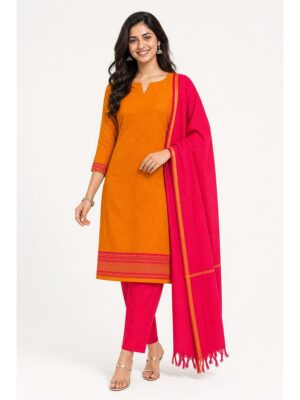 Women's Cotton Unstitched Dress Material - Red