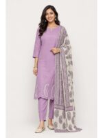 W-DM-500-01-MV Women's Cotton Unstitched Dress Material, Cutwork - Mauve