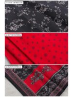 Women's Pure Cotton Unstitched Dress Material - Black & Red
