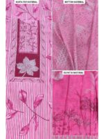 W-DM-503-01-PK-b. Women's Cotton Unstitched Dress Material , Stone Work -Pink