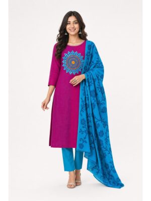 Women's Cotton Unstitched Dress Material , Embroidery Mirror Work