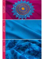 W-DM-504-01-CRS-BL-b. Women's Cotton Unstitched Dress Material , Embroidery Mirror Work
