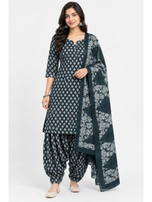 Women's Cotton Unstitched Dress Material -Green